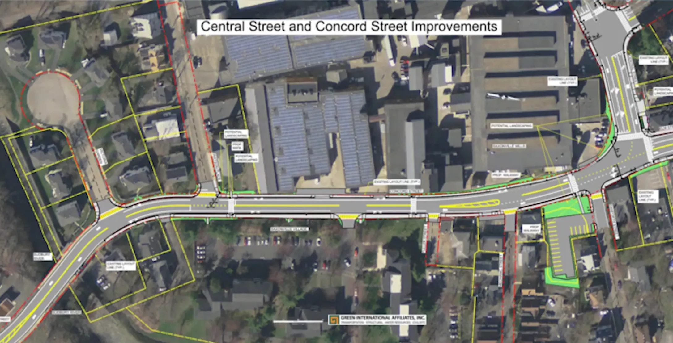 Aerial photo of the affected project area showing where various improvements are expected